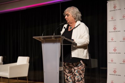 Carme Valls durant la seva intervenció a la jornada sobre prostitució.