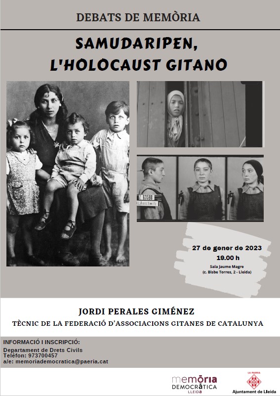 Cartell de la conferència al voltant del genocidi gitano