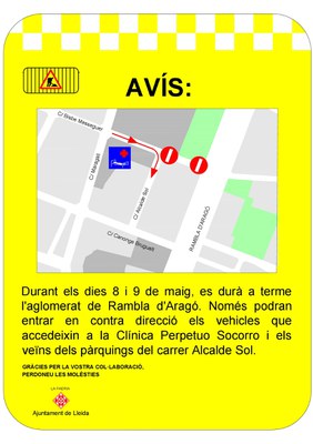 Tall des de la rambla d'Aragó en l'accés al carrer Bisbe Messeguer.