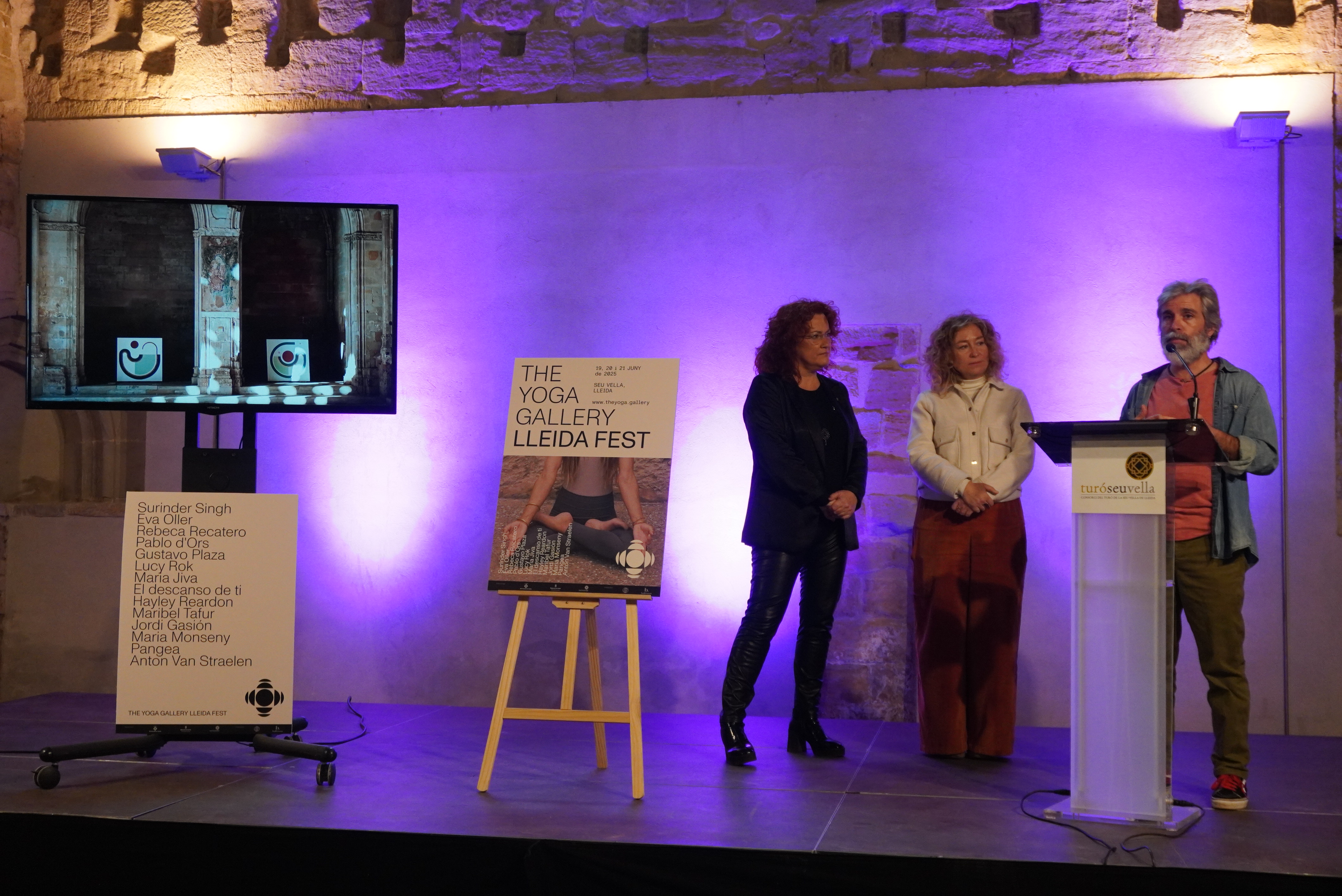 Presentació de The Yoga Gallery Lleida Festival '25, a la sala gran de la Canonja de la Seu Vella.