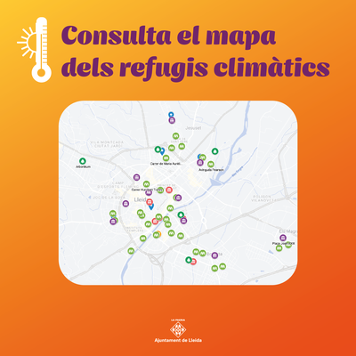 Imatge del mapa de refugis climàtics a Lleida.