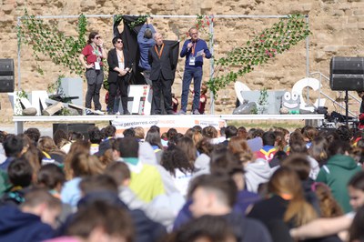 ns 1.200 joves es reuneixen a Lleida a la TrocaJove 2023. Benviguda i salutació de l'alcalde, Miquel Pueyo, a la Seu Vella..