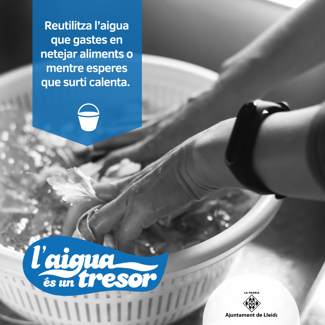 Reutilitza l'aigua que gastes en netejar aliments o mentre esperes que surti calenta