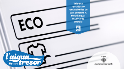 Tria una rentadora o rentavaixelles de baix consum. A més d'aigua, estalviaràs energia.