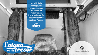 No utilitzis la mànega per rentar el contxe. Als túnels de rentat tenen instal·lacions més sostenibles i que reciclen l'aigua.
