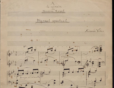 Menuet spectral. Composició de Viñes. CEDOC (Centre de Documentació de l’Orfeó Català).