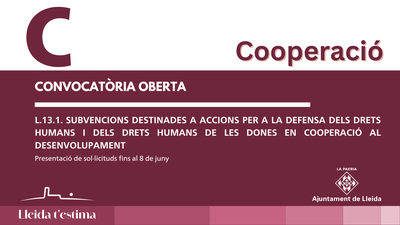 <bound method DexterityContent.Title of <Event at /fs-paeria/paeria/es/actualidad/agenda/abierta-convocatoria-l-13-1-de-acciones-en-defensa-de-los-dh-y-de-los-dhd-en-cooperacion-al-desarrollo>>.