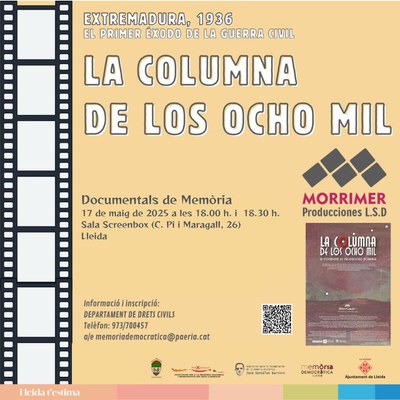 <bound method DexterityContent.Title of <Event at /fs-paeria/paeria/es/actualidad/agenda/la-columna-de-los-ocho-mil-el-primer-exodo-de-la-guerra-civil-espanola-documentales-de-memoria>>.