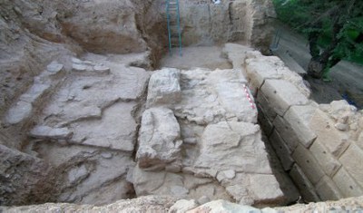 Tramo de la muralla romana de Lleida (siglo I a. C.).