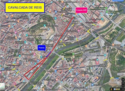 Mapa donde puede ver el recorrido de la Cabalgata real.