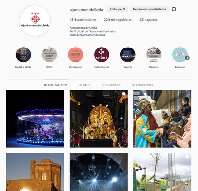 El perfil del Ayuntamiento de Lleida en Instagram.