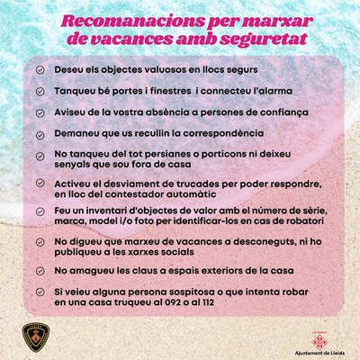 <bound method DexterityContent.Title of <NewsItem at /fs-paeria/paeria/es/actualidad/noticias/el-ayuntamiento-de-lleida-inicia-una-campana-informativa-con-recomendaciones-y-consejos-de-seguridad-con-el-objetivo-de-prevenir-robos-en-domicilios-durante-las-vacaciones-de-verano>>.
