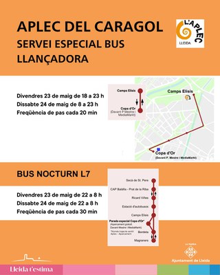 El Ayuntamiento pondrá en marcha un bus lanzadera para conectar el parking disuasivo de Copa de Oro con el recinto del Aplec del Caragol.