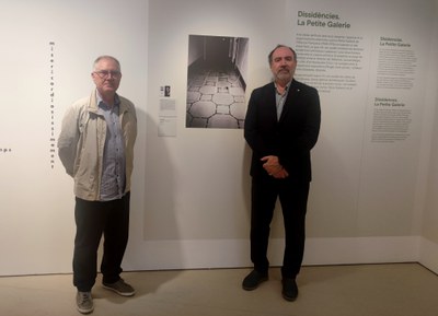 Presentación del Itinerario Magre, un recorrido que por obras expuestas en el MORERA vinculadas a Jaume Magre. Con el comisario del Centenario Jaume Magre, Juan Cal, y el director del MORERA, Jesús Navarro..