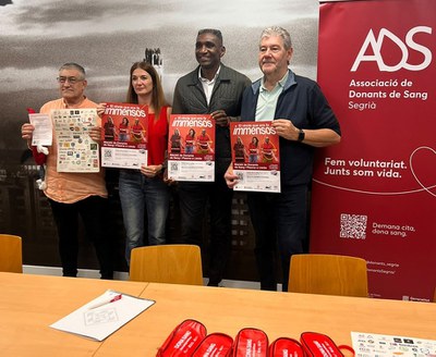 Presentación de la Maratón de donación de sangre que tendrá lugar el jueves y el viernes en la Llotja de Lleida. La Maratón se ha presentado en las dependencias municipales de Mercolleida..