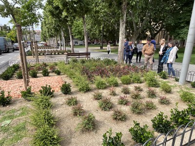 La teniente de alcalde Begoña Iglesias ha visitado hoy los nuevos espacios verdes de la rambla de Aragó.