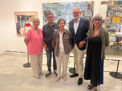 Larrosa, Castro, Parra, López-Gay y Vilamajó, en la inauguración de la exposición de Ureña.