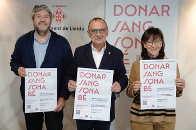 Sánchez, Pueyo y Pifarré, esta mañana han presentado el Maratón de Donantes.