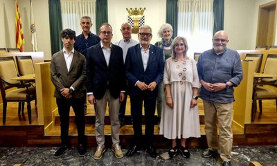Visita institucional del paer en cap, Fèlix Larrosa, en el Ayuntamiento de Mollerussa, encabezado por Marc Solsona..