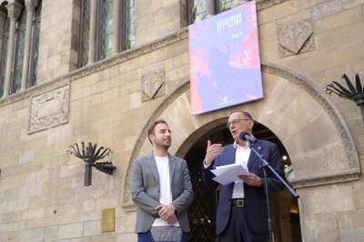 Este jueves el alcalde de Lleida, Miquel Pueyo, acompañado del concejal de Juventud, Fiestas, Tradiciones y Deportes, Ignasi Amor, ha presentado la programación de la Fiesta Mayor de Lleida 2023.