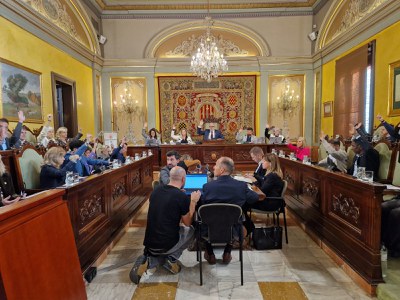 Imagen de un momento de la votación, en el pleno de la Corporación de hoy viernes 24 de noviembre.